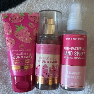 BBW 3pc Strawberry Pound Cake travel size items